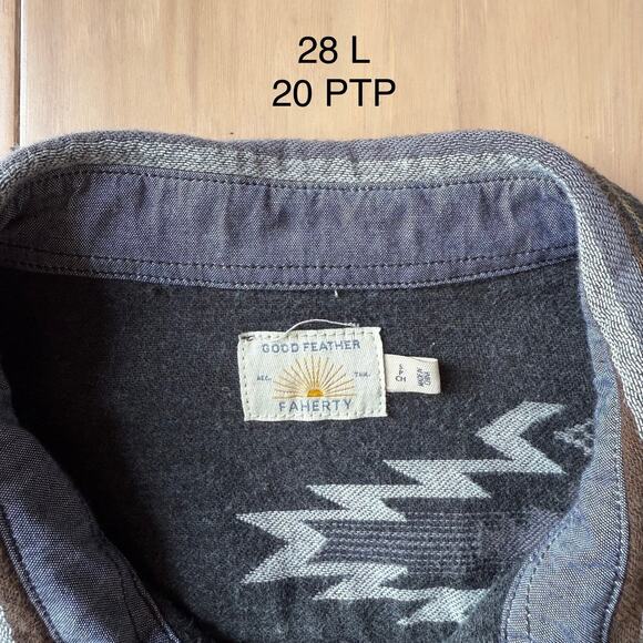 Faherty Doug Good Feather Canyon Shirt S Multicolor Argyle Flannel Western - Picture 7 of 9